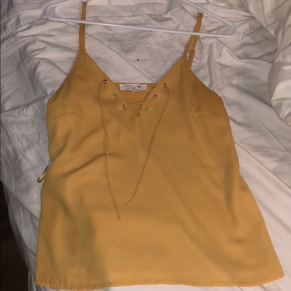 Gold tank with lace up front